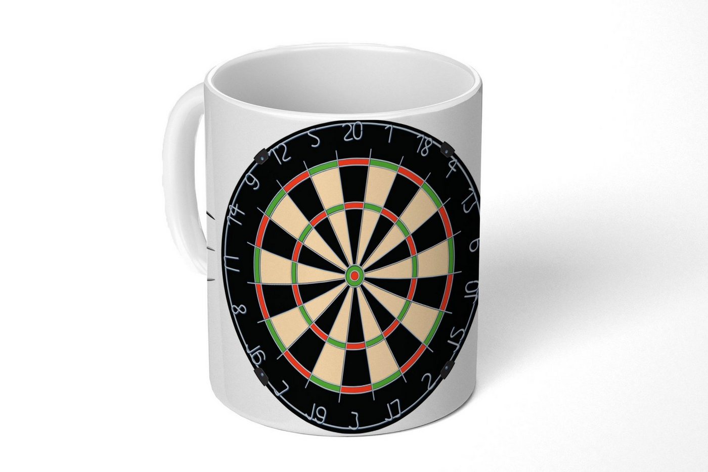MuchoWow Tasse Eine Illustration einer Dartscheibe und sechs Pfeile MuchoWow Tasse Eine Illustration einer Dartscheibe und sechs Pfeile von MuchoWow