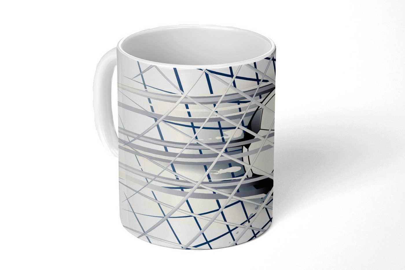 MuchoWow Tasse Eine Illustration eines Fußballs, der ins Tor geht - Jungen - Mädchen MuchoWow Tasse Eine Illustration eines Fußballs, der ins Tor geht - Jungen - Mädchen von MuchoWow