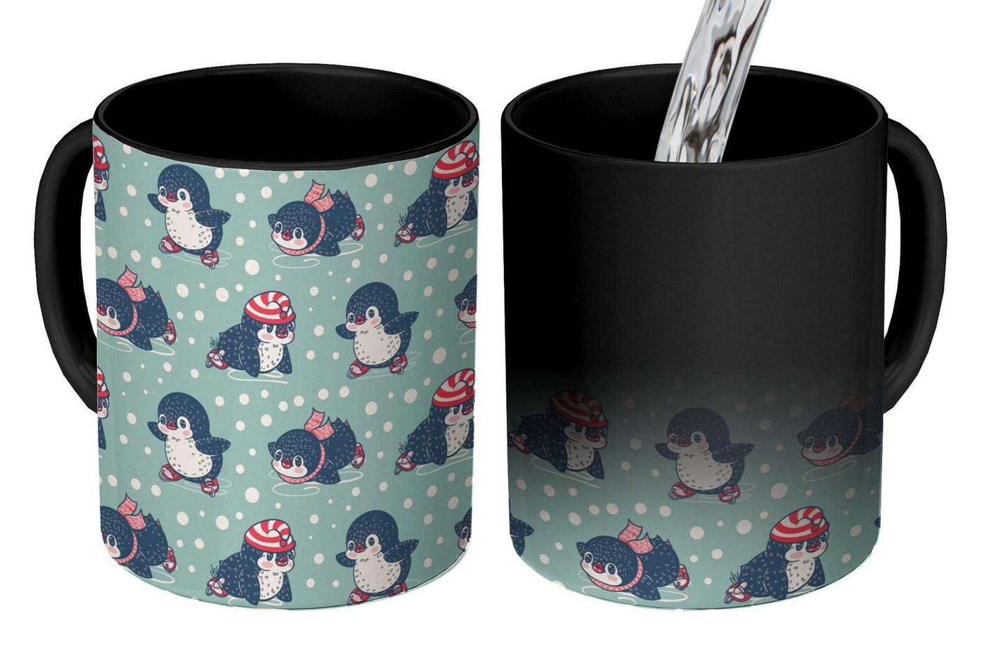 MuchoWow Tasse Pinguin - Schlittschuhe - Mütze - Kinder - Muster MuchoWow Tasse Pinguin - Schlittschuhe - Mütze - Kinder - Muster von MuchoWow