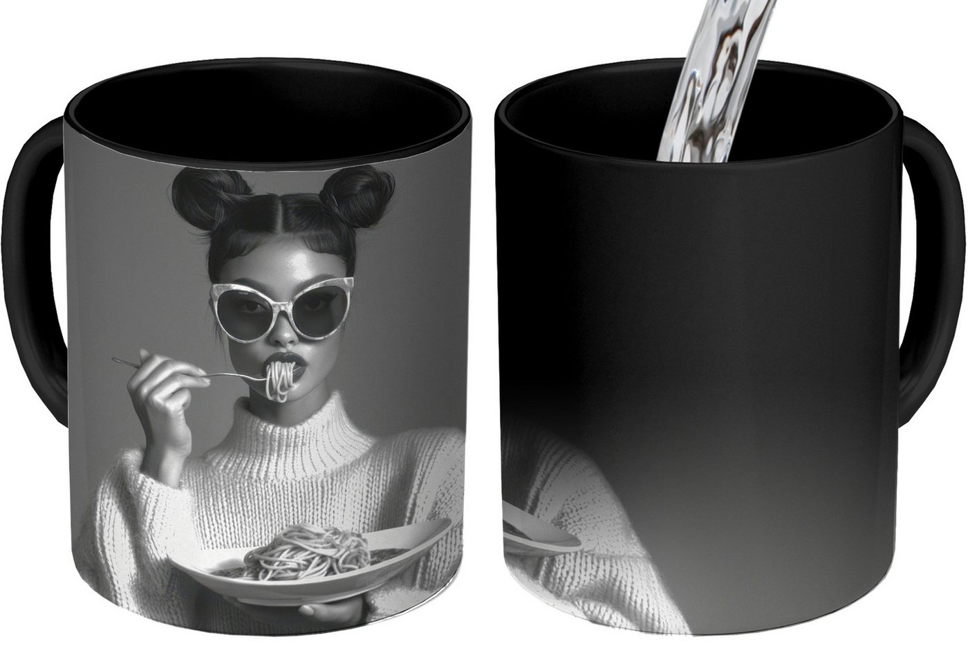 MuchoWow Tasse Frau - Nudeln - Sonnenbrille MuchoWow Tasse Frau - Nudeln - Sonnenbrille von MuchoWow