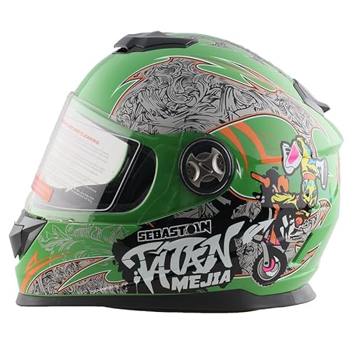 Kinder Integralhelm Mejia – Motorradhelm für Kinder, ABS-Schale, robuster Kinderhelm für Downhill, Quad und Motocross, Orange, Größe S, 53 – 54 cm von Mud Defeater Motor