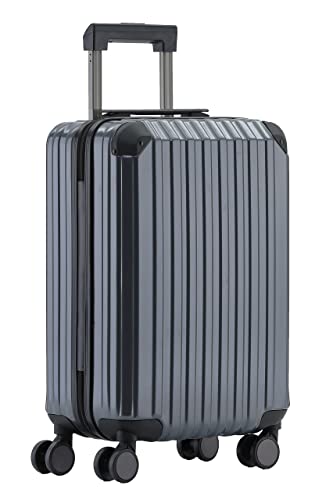 Münicase M816 TSA-Schloss, Dehnungsfuge, Teleskopgriff, Reisekoffer mit 4 Rollen, Hartschale, Kabinentrolley 55cm, Grey von Münicase