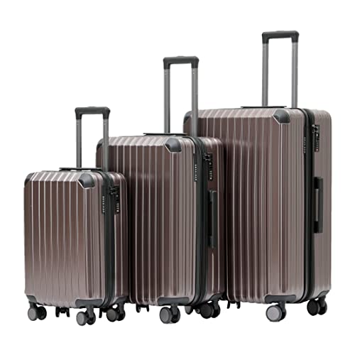 Münicase M816 TSA-Schloss Koffer Reisekoffer Trolley Kofferset Hardschale Boardcase (Coffee, 3tlg. Kofferset) von Münicase