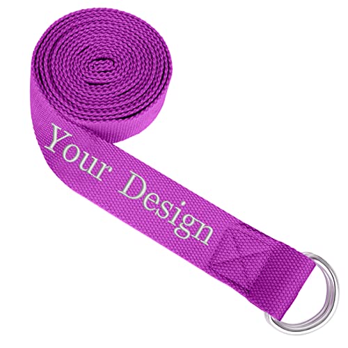 Muka Custom Yoga Stretch Strap, personalisierter Trainingsgürtel aus Baumwolle mit Verstellbarer D-Ring-Schnalle von Muka