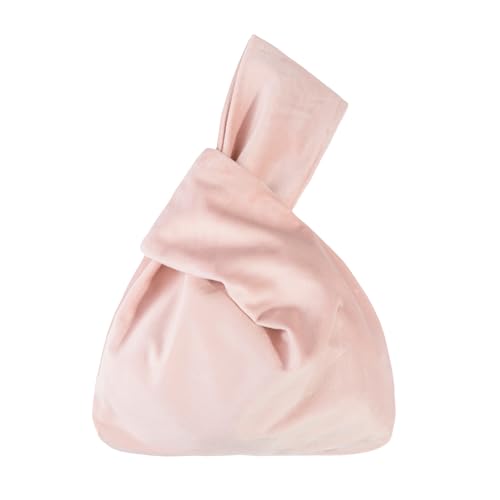 Muka Velvet Knot Wristlet Bag Tasche Knot Handgelenktasche Abendtasche im japanischen Stil- Rosa von Muka