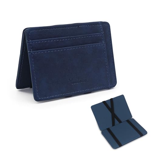 MultiValue Magic Wallet, Leder-Vordertasche, flache Geldbörse, Herren, Kartenetui, Halter mit 3 Kartenfächern und Münzfach, für Männer und Frauen, blau, S, Modern von MultiValue