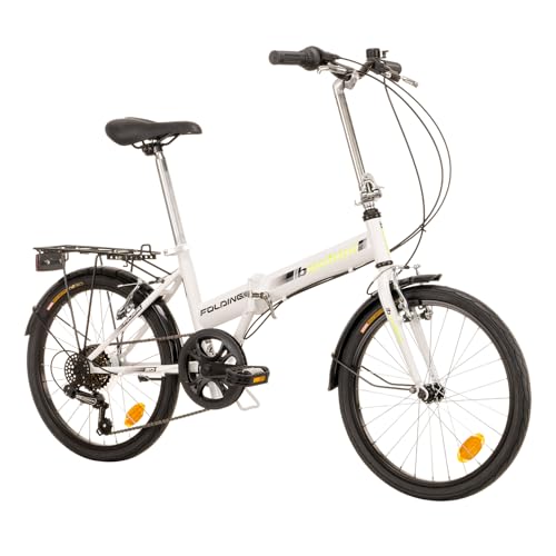 Multibrand PROBIKE Folding 20 Zoll Klapprad, Faltrad, Shimano 6 Gang, Herren-Fahrrad & Jungen-Fahrrad, Schutzbleche, geeignet ab 155 cm - 185 cm (Weißgrün glänzend) von Multibrand Distribution