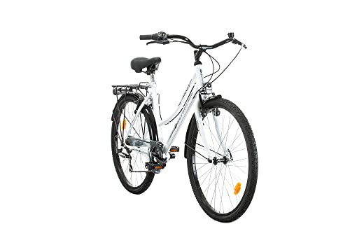 Probike 26 Zoll City Fahrrad Urban Cityräd Shimano 6-Gang Damen, Herren, Mädchen, geeignet ab 155 cm - 175 cm (Weißer Glanz) von Multibrand Distribution