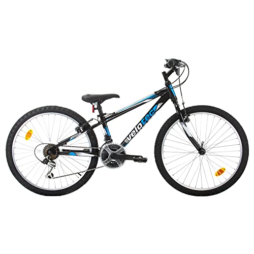 Probike Tempo 24 Zoll Fahrrad Mountainbike ALU Rahmen Shimano 18 Gang für Jungen, Mädchen geeignet ab 130 cm - 155 cm (Schwarz Blau, 279) von Multibrand Distribution