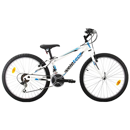 Probike Tempo 24 Zoll Fahrrad Mountainbike ALU Rahmen Shimano 18 Gang für Jungen, Mädchen geeignet ab 130 cm - 155 cm (Weiß Blau, 279) von Multibrand Distribution