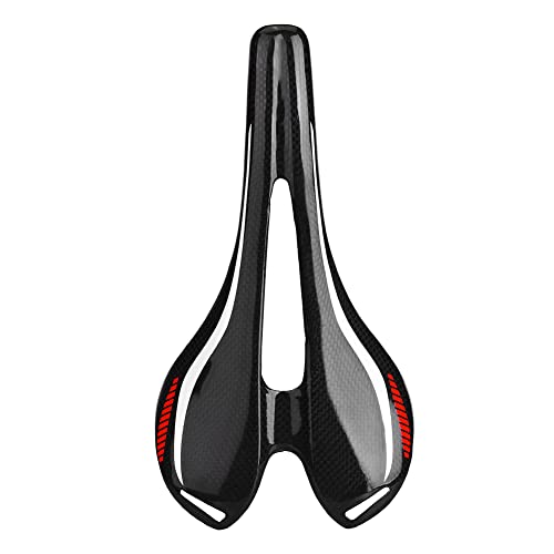 Glossy Black Carbon Fiber Bike Saddle, Hollow Design, Shockproof and Sturdy for Long Cycling Distance, Easy to Install on All von Multizenic