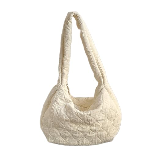 Mumuve 2024 Nylon Knödeltasche für Damen und Mädchen, große Kapazität, gesteppte Umhängetasche, modisch, trendig, vielseitig einsetzbar, weiß, 25*10*27cm von Mumuve