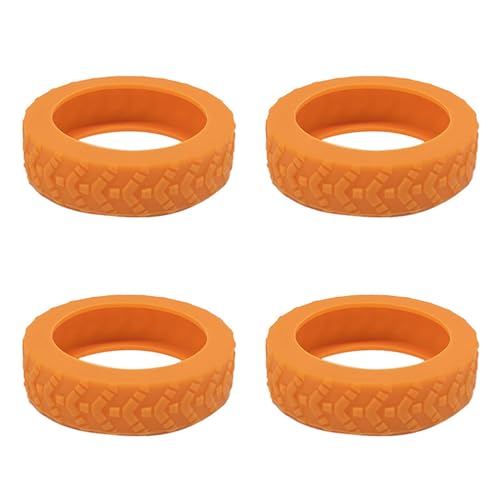 Mumuve 4 x Silikon-Gepäckradschoner für Koffer und Büro, Orange, Wheel width 1.2cm von Mumuve