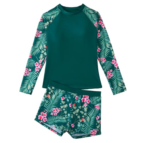 Mumuve Damen Badeanzüge Rash Guard Langarm 2 Stück Badeanzug Boyshort Set Surfen Bademode Badeanzug von Mumuve