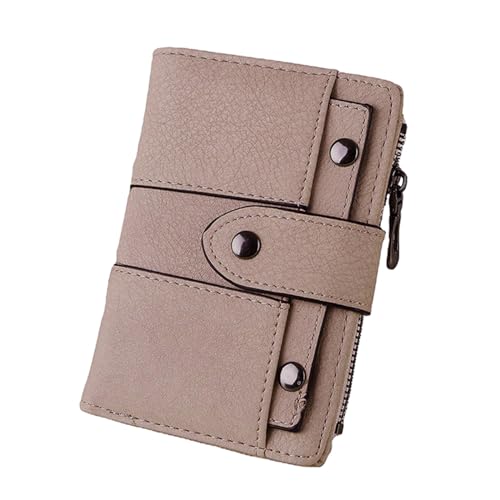 Mumuve Damen Retro PU Leder Geldbörse Kurz Kartenhalter Münzbörse Trifold, Mehrfarbig, 10, 13*10*3cm von Mumuve