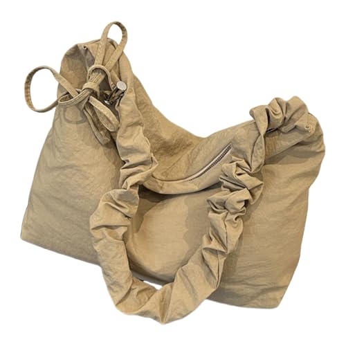 Mumuve Damen-Umhängetasche, plissiert, Wolken, einfarbig, Crossbody-Tasche, großes Fassungsvermögen, Messenger-Tasche, Einkaufstasche, khaki, As shown in the picture (1-3cm error) von Mumuve