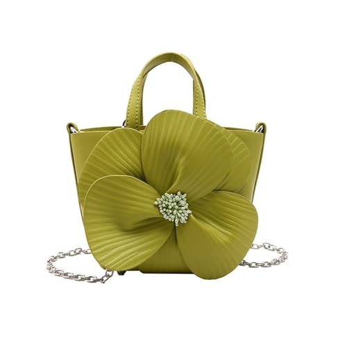 Mumuve Elegante Geldbörse aus PU-Leder mit Blumenmuster, kleine Eimertasche mit Kettenriemen für Damen, Abendveranstaltung, Party, Crossbody, Schulter, grün, As shown in Figure I (1-3cm error) von Mumuve