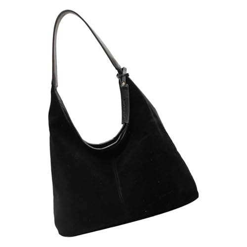 Mumuve Elegante Slouchy Bag für Damen Geräumige Umhängetasche mit bequemem Gurt Handtasche für Herbst, Schwarz , As shown in the picture (1-3cm error) von Mumuve