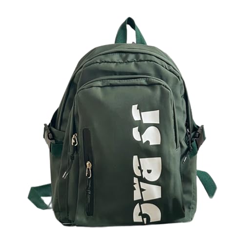 Mumuve Fashion Letters Nylon Rucksack Damen Herren Große Kapazität Schultasche Casual Reise Reißverschluss Tagesrucksack Buch, grün, Length 28 Width 13 Height 35 von Mumuve