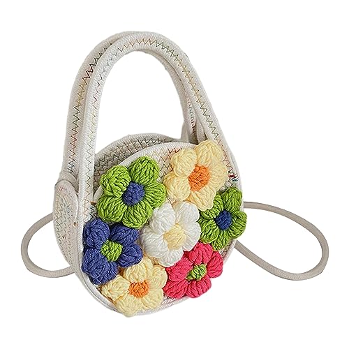 Mumuve Handgewebte Strandtasche, Blumenmuster, Umhängetasche, Geldbörse, Strandtasche, Handtasche für Mädchen, weiß, As shown in the picture (error 1-3cm) von Mumuve