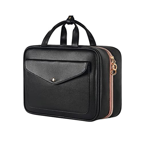 Mumuve Make-up-Tasche für Damen, mit Haken zum Aufhängen, Reise-Kosmetiktasche, Toilettenartikel, wasserdichte Aufbewahrung, Neceser Badezimmer, Schwarz , 11.7x9.75in von Mumuve