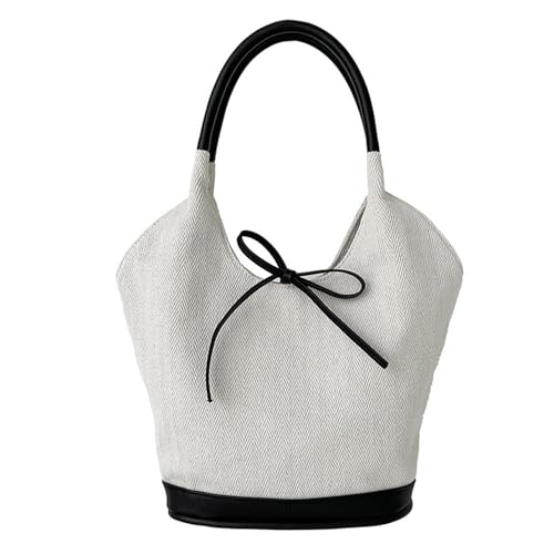 Mumuve Modische koreanische Canvas-Eimertasche für Damen und Herren, mit großer Kapazität, Schultertaschen, lässig, Schwarz , As shown in the picture (1-3cm error) von Mumuve