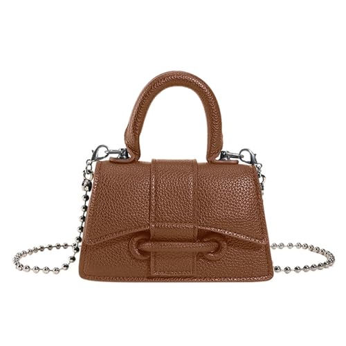 Mumuve Stilvolle PU-Umhängetasche für Damen, trendige Handtasche, modische Kette, Schultertaschen für Damen, braun, As shown in the picture (error 1-3cm) von Mumuve