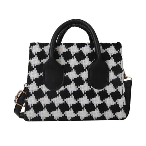 Mumuve Stilvolle und kompakte karierte Umhängetasche für Damen, Umhängetasche, Handtasche, Schwarz , As shown in the picture (error 1-3cm) von Mumuve