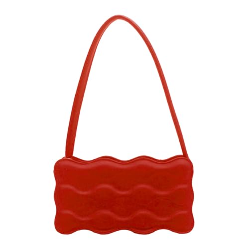 Mumuve Stilvolle und vielseitige Unterarmtaschen für Damen, Schultertasche, gewellte Handtasche für den täglichen Ausflug, Orange, As shown in the picture (error 1-3cm) von Mumuve