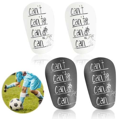 Muodeco 2 Paar Schienbeinschoner Fussball,10 x 6 cm Eva Mini Schienbeinschoner Fußball Schutzausrüstung,Can't Can Schienbeinschoner, Klein Mini Shin Pads für Kinder Herren (Schwarz + Weiß) von Muodeco