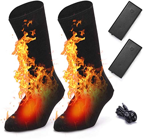 Beheizte Socken, Elektrisch Beheizte Socken für Männer Frauen, Winter Warme Baumwollsocken Waschbare Beheizte Socken für Outdoor Sport, Camping, Angeln, Radfahren, Motorradfahren, Skaten und Skifahren von Mupkvy