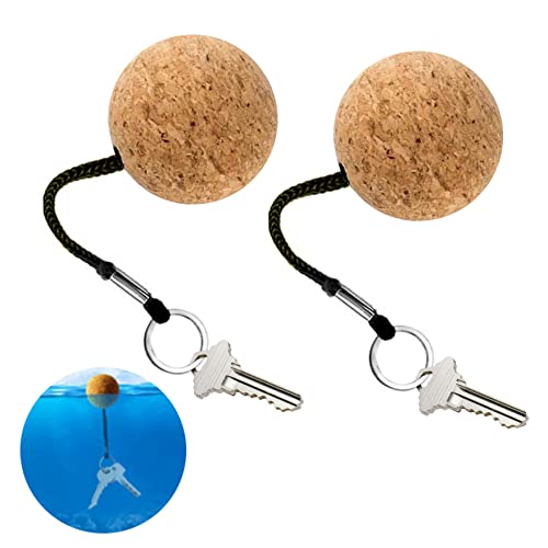 Auftriebender Schlüsselbund 2pcs schwimmende Korkschlüsselringe 50 mm runde Korkkugel Key Ring Cork Schwimmerkugel Ring Schwimmeres Holzkugel Schlüsselkette Wasser schwimmender Schlüsselring Schwarz von Murezima