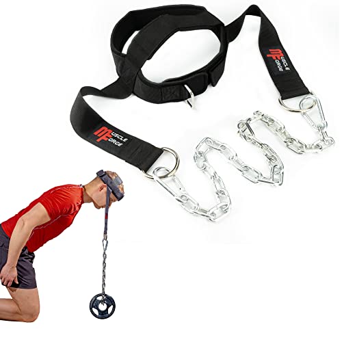 MuscleForge® Kopfgurt für Nackentraining mit Kette und Karabinerhaken, Nackentrainer, Hals Kopf Geschirr für Box und MMA, Neck Harness, Head Cup for neck training im Gewichtheben und Wrestling von MuscleForge