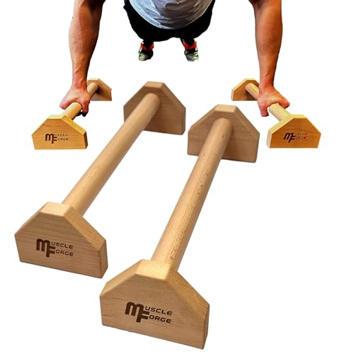 MuscleForge Parallettes aus Holz 50 cm mit extra langen Griffen für Calisthenics Training, Krafttraining, Push-Up Bars für Fitness, Gymnastik von MuscleForge