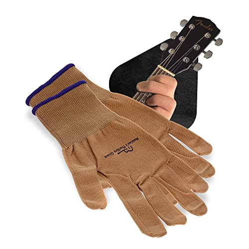 Musiker Praxis Handschuh - 2er Pack Gitarrenhandschuhe für Damen und Herren, Fingerspitzenschutz zum Spielen von Saiteninstrumenten, Handproblemen und mehr, Nylon dünne Handschuhe für Indoor/Outdoor Gigs, groß, beige von Musician's Practice Glove