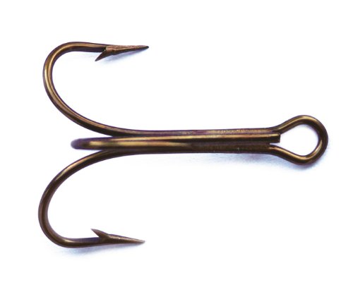 Mustad 3551 Classic Treble Angelhaken, Standardstärke, Angelzubehör für Angelausrüstung, erhältlich in Bronz, Nickel, Gold, Blond Rot, [Größe 1/0, 25 Stück], Bronze von Mustad