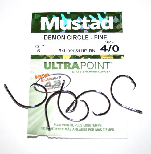 Mustad Demon Kreishaken, fein, 39951NP-BN, Gr. 4/0, 5 Stück Mustad Demon Kreishaken, fein, 39951NP-BN, Gr. 4/0, 5 Stück von Mustad