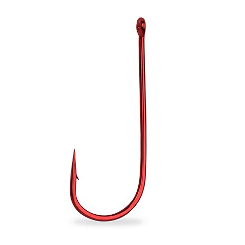 Mustad Spinnköder, 1 x Langer, runder Biegehaken (1000 Stück), Rot, Größe 4/0 von Mustad