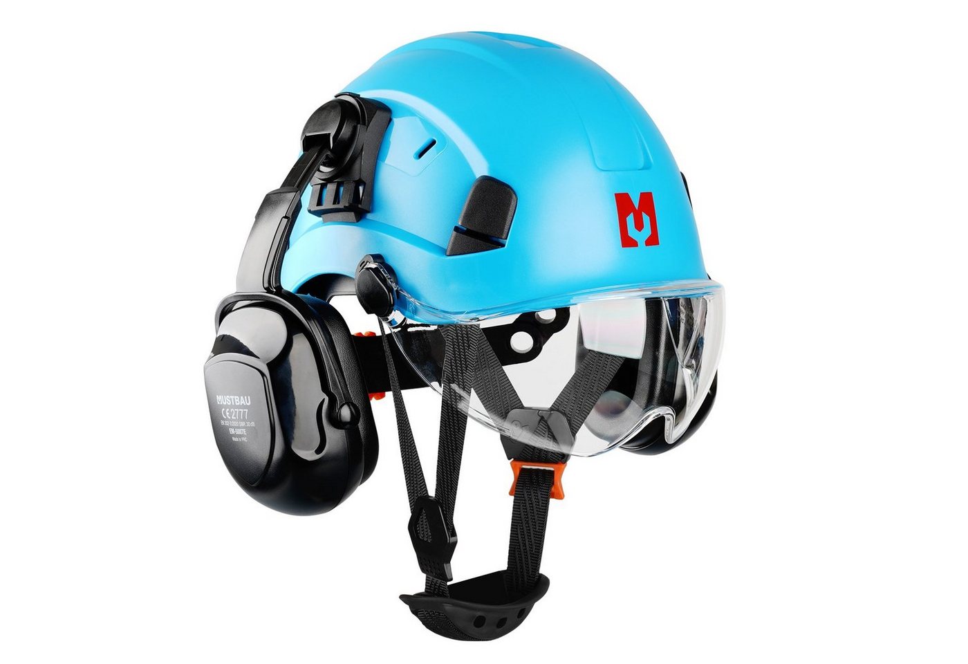 Mustbau Schutzhelm EN397, Arbeitshelm Mit Ohrschutz und Schutzbrille Set, ABS, 53- 63cm verstellbar Mustbau Schutzhelm EN397, Arbeitshelm Mit Ohrschutz und Schutzbrille Set, ABS, 53- 63cm verstellbar von Mustbau