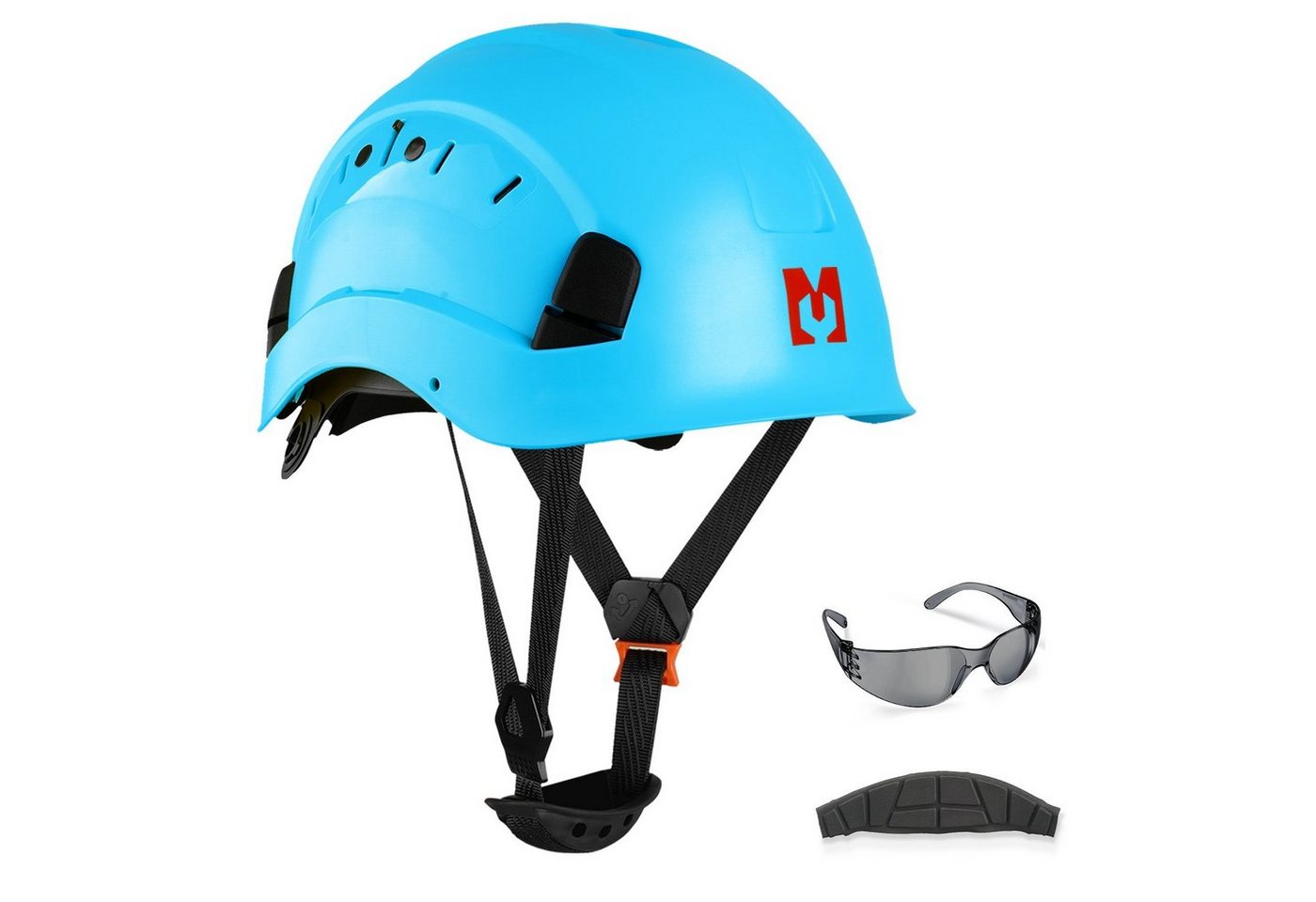 Mustbau Schutzhelm Arbeitshelm, EN397, ABS-Material, 53-63cm Verstellbarer Kopfumfang, Sicherheitshelm Bauhelm mit Anti-Beschlag-Brille und Schweißband Mustbau Schutzhelm Arbeitshelm, EN397, ABS-Material, 53-63cm Verstellbarer Kopfumfang, Sicherheitshelm Bauhelm mit Anti-Beschlag-Brille und Schweißband von Mustbau