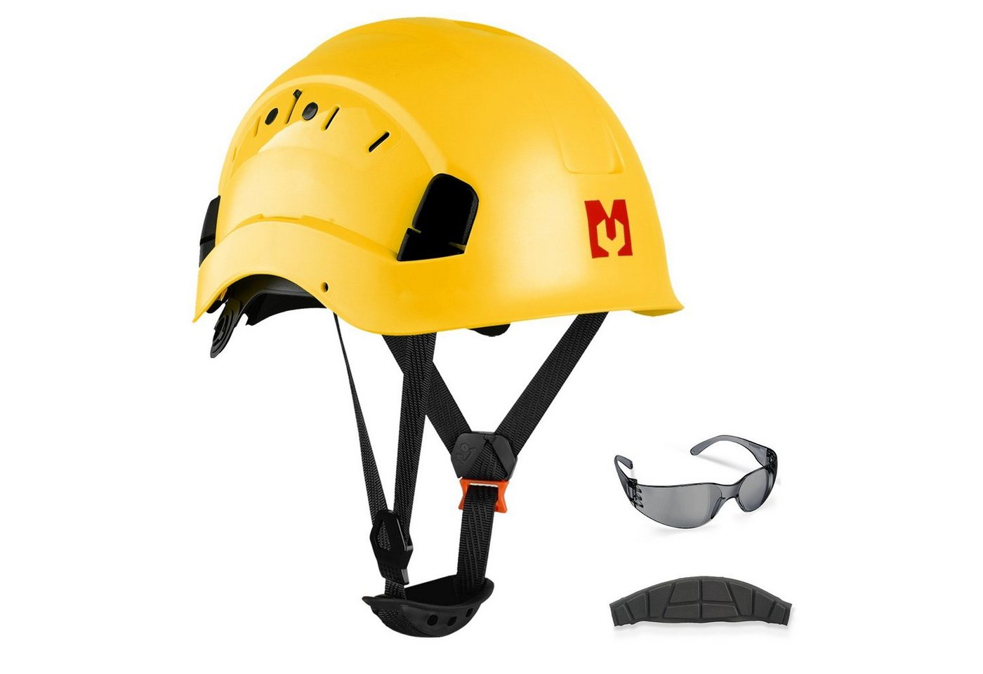 Mustbau Schutzhelm, Arbeitshelm mit Schutzbrille 53 bis 63 cm verstellbar von Mustbau