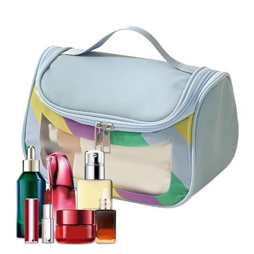 Muuzebsy Transparente Make-up-Tasche, wasserdicht, transparent, Kosmetiktasche, Reise-Kosmetiktasche, sichtbarer Make-up-Koffer für Wochenendausflüge, blau, Refer to description, Unisex von Muuzebsy