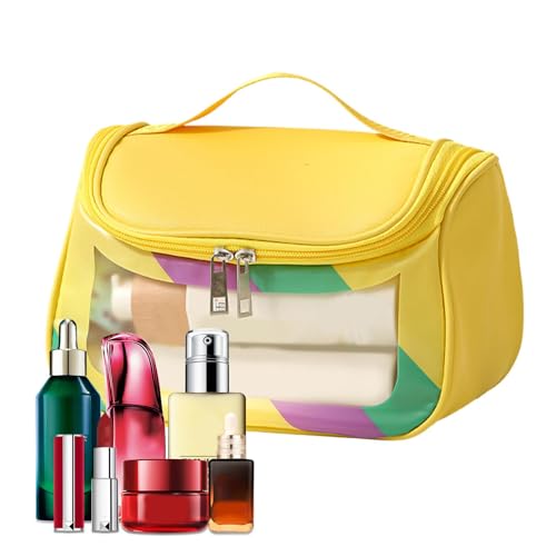 Muuzebsy Transparente Make-up-Tasche, wasserdicht, transparent, Kosmetiktasche, Reise-Kosmetiktasche, sichtbarer Make-up-Koffer für Wochenendausflüge, gelb, Refer to description, Unisex von Muuzebsy