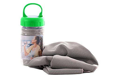 Muxel Cool Down Tuch Handtuch Kühltuch gegen Schweiß Sporthandtuch Fitnesshandtuch 2 Tücher und Flasche GRAU von Muxel