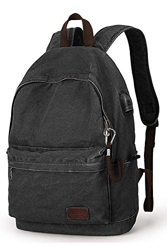 Muzee Canvas Rucksack, Leichter Anti-Diebstahl-Reise-Rucksack mit USB-Ladeanschluss für Herren Damen für die Schule für 15,6 Zoll Laptop Rucksack Muzee Canvas Rucksack, Leichter Anti-Diebstahl-Reise-Rucksack mit USB-Ladeanschluss für Herren Damen für die Schule für 15,6 Zoll Laptop Rucksack von Muzee