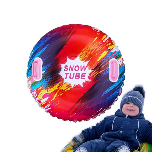 Snow Tubes Schlitten, bunte Schneerohren, Rodeln mit Griffen, Anti-Umkipp-Design, buntes Design, 84 x 84 cm, für Winter-Outdoor-Sport und Spaß von Mwkbbn