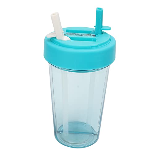 Outdoor Tragbare Dual-Use-Wasserflasche Mit Zwei Strohhalmen, Paarbecher, Trinkflasche, Auslaufsicher Und Sportflasche Für Wandern, Camping(Blau) von Mwrode