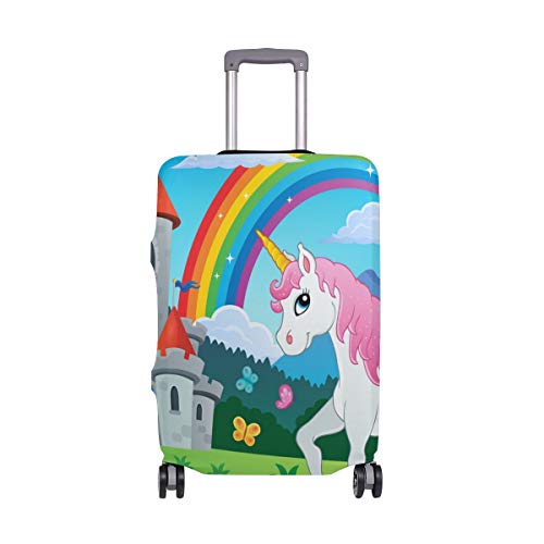 MyDaily Castle Einhorn Regenbogen-Koffer-Abdeckung, passend für 45,7-81,3 cm Koffer, Spandex, Reiseschutz von My Daily