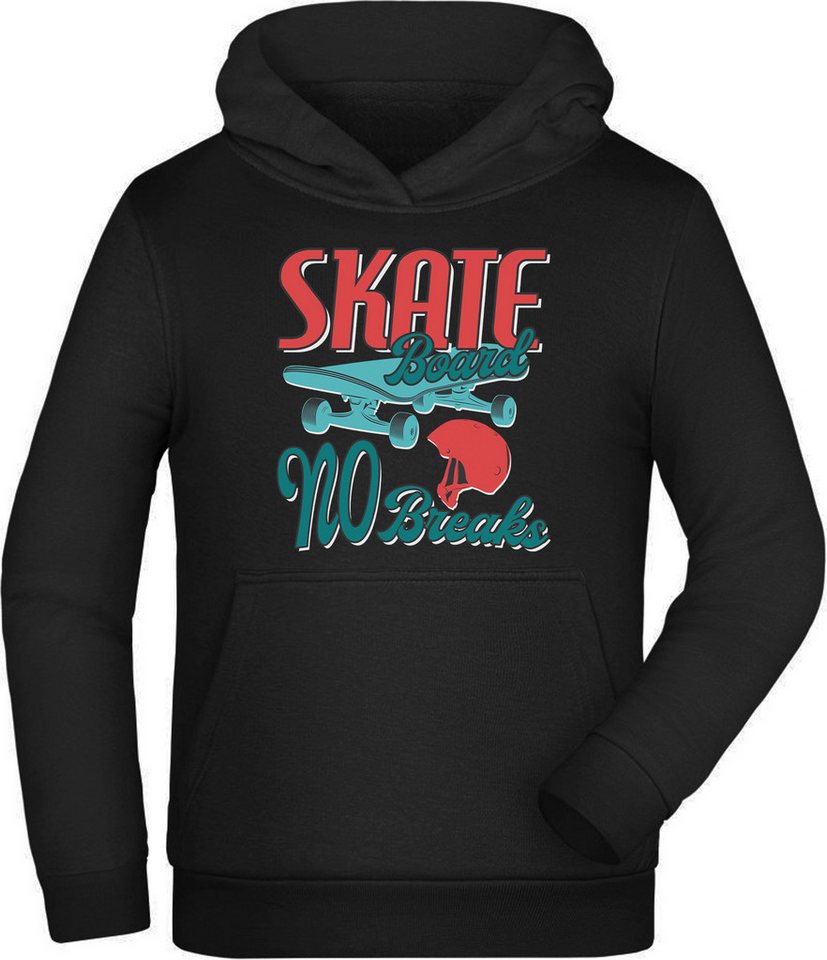 MyDesign24 Hoodie Kinder Kapuzen Sweatshirt Skater Hoodie "Skateboard no Breaks" Kapuzenpulli mit Aufdruck, i517 von MyDesign24