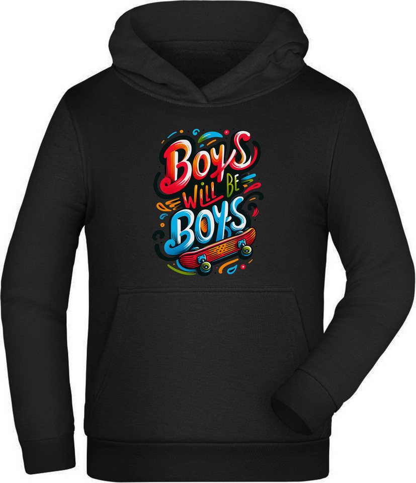 MyDesign24 Hoodie Kinder Kapuzensweater - Skater Hoodie mit Boys will be Boys Schriftzug Kapuzenpulli mit Aufdruck, i537 von MyDesign24
